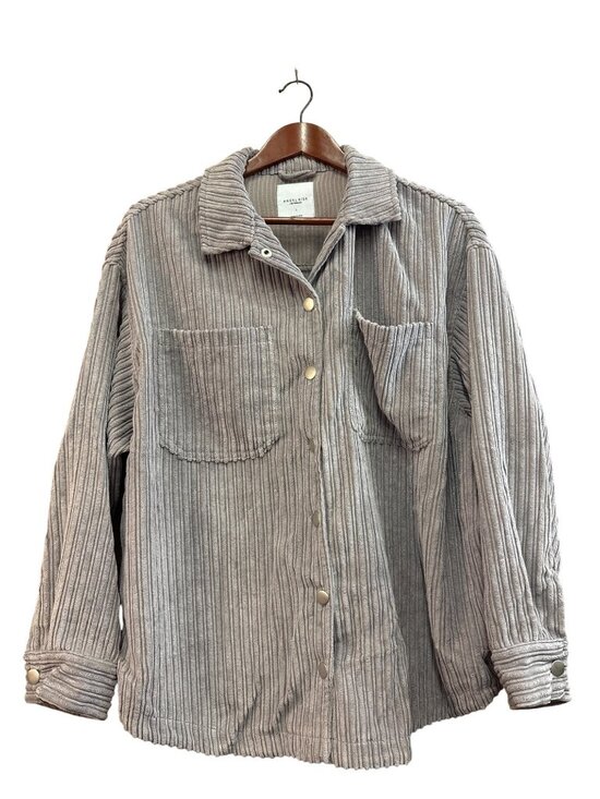 Angel Kiss Ribbed Textured Button-Down Shirt Jacket L lavender - Picture 1 of 6